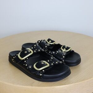 American Eagle Scalloped Studded Double Buckle Slide Sandals Women's 8 Summer